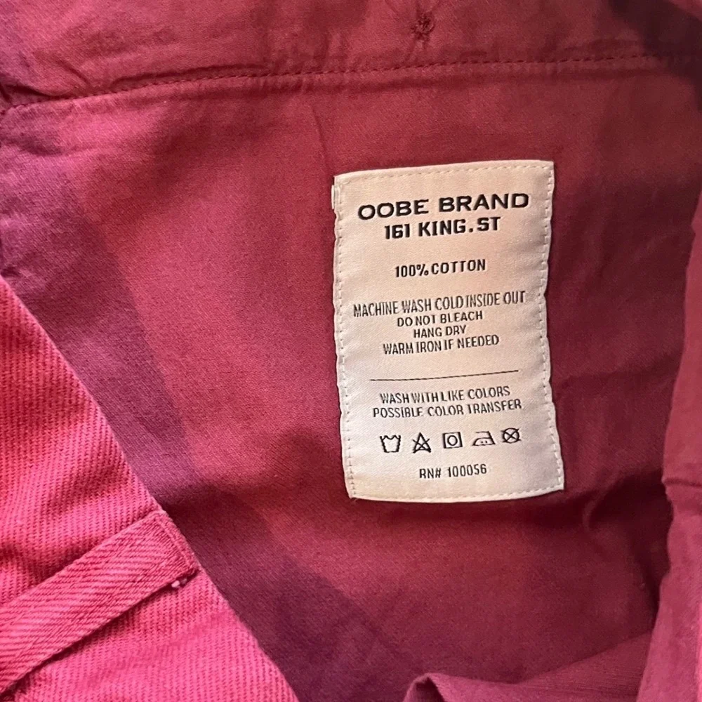 OOBE Brand Classic Chino Shorts Men 38 Burgundy Red 100% Cotton Twill Flat Front